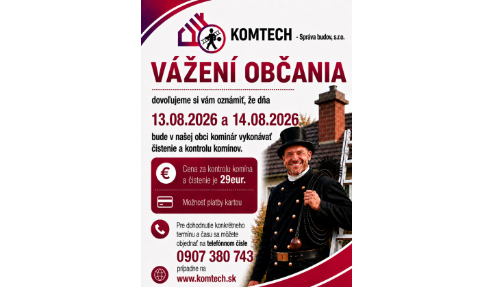 Čistenie a kontrola komínov