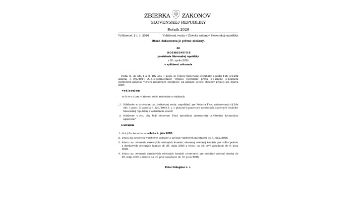 Rozhodnutie prezidenta SR o vyhlásení referenda