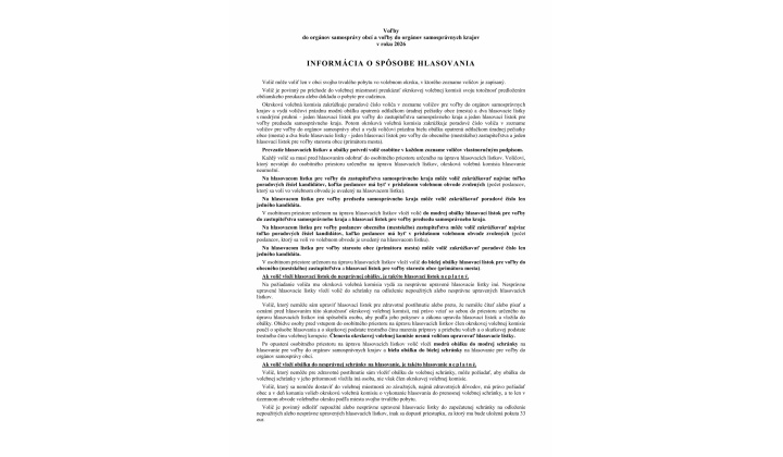 Informácia o spôsobe hlasovania SK