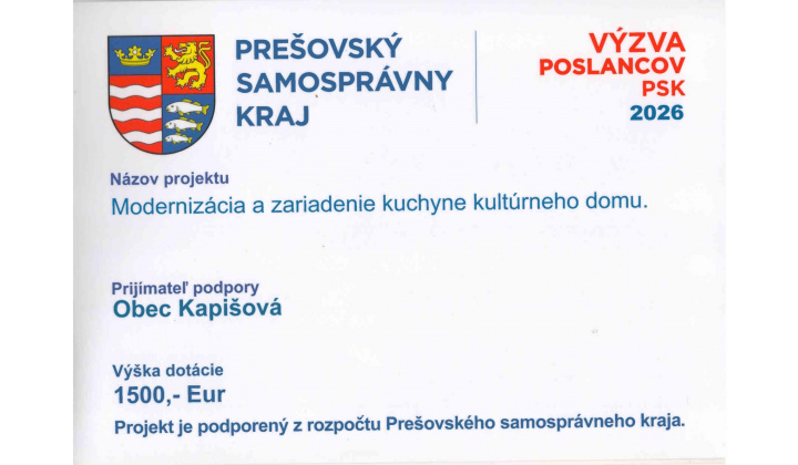 Projekt podporený z rozpočtu Prešovského samosprávneho kraja