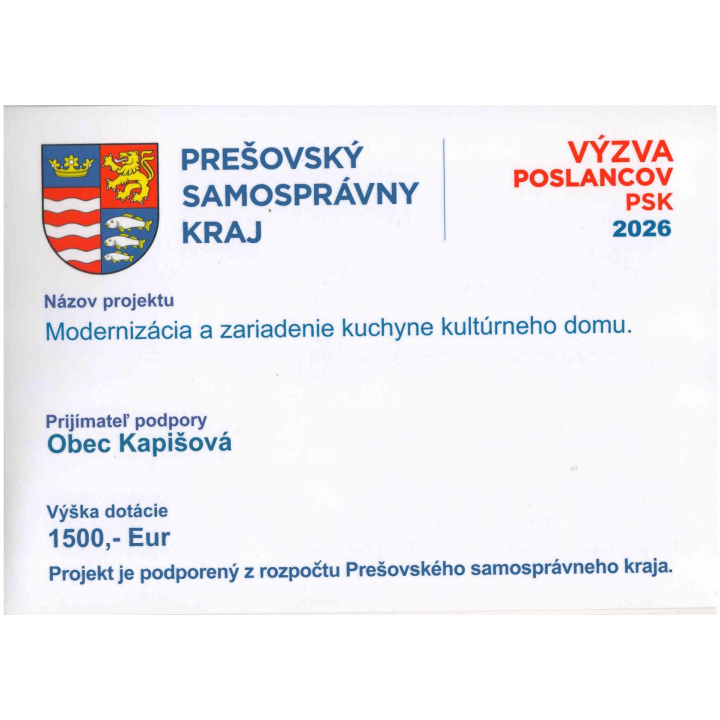 Projekt podporený z rozpočtu Prešovského samosprávneho kraja