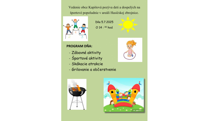 Športové a zábavné aktivity dna 5.7.2025 o 14:00 hod