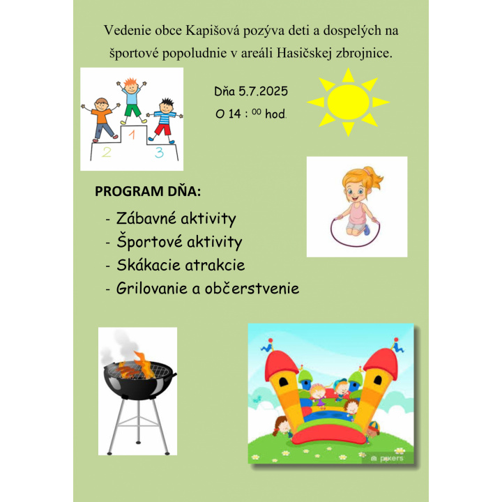 Športové a zábavné aktivity dna 5.7.2025 o 14:00 hod