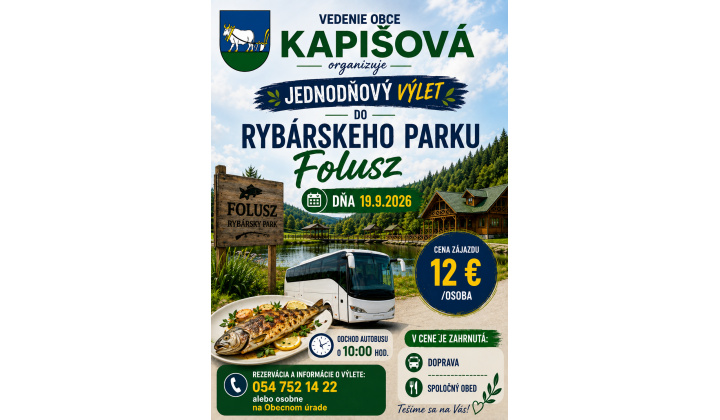 Výlet do rybárskeho parku Folusz 19.9.2026